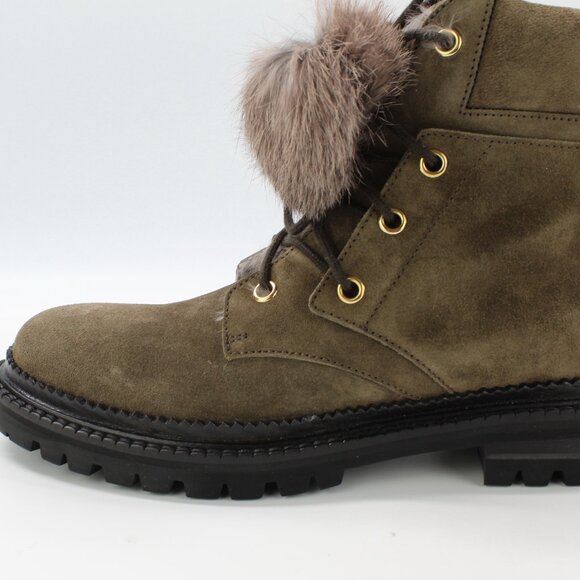 NEW JIMMY CHOO Suede Pom-Pom Booties - Picture 11 of 16